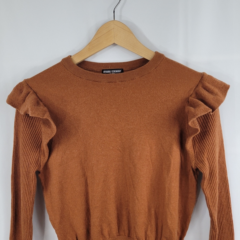 Opening Ceremony Rust Ruffle Sweater - Picture 3 of 9